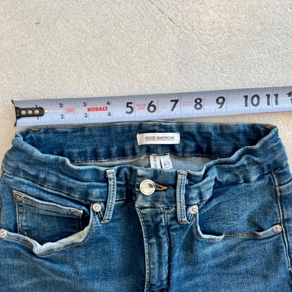 sz 27 High Waisted Good American Distressed Skinny Leg Super Stretch Denim Jeans - Picture 7 of 8